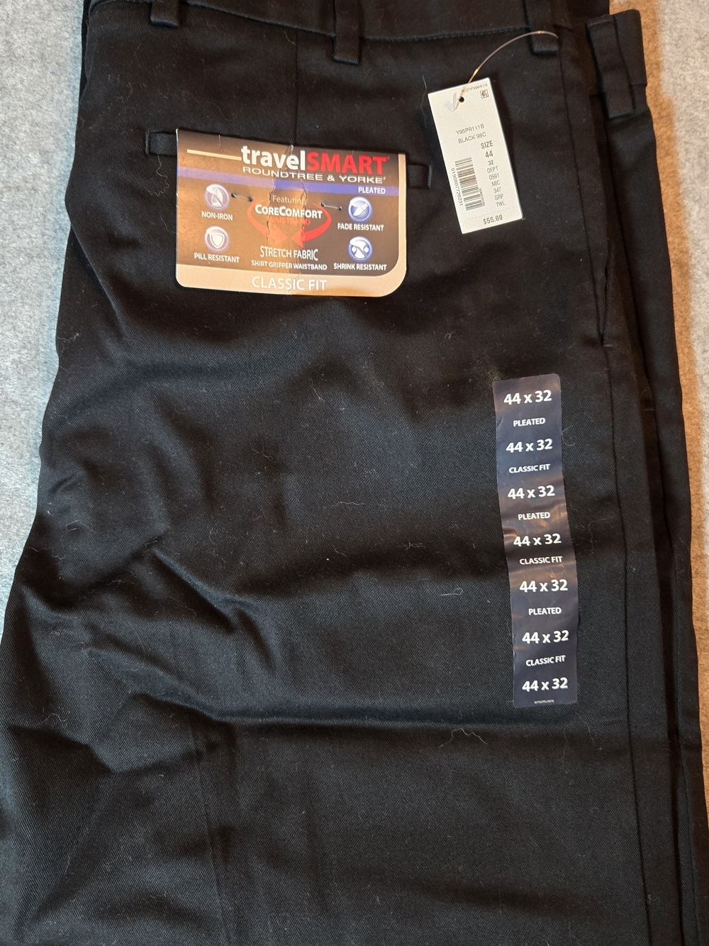 travelSMART by Roundtree & Yorke Black Classic Fit Dress Pants